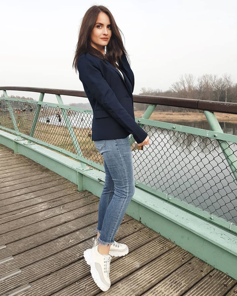 LookbookStore Blazer Jackets for Women Casual Blazers for Women Fashion 2026 Navy Blue Jacket Suit Notched Lapel Work Office Blazer Jacket 2026 Office Clothes Size Medium Size 8 10 - Image 4